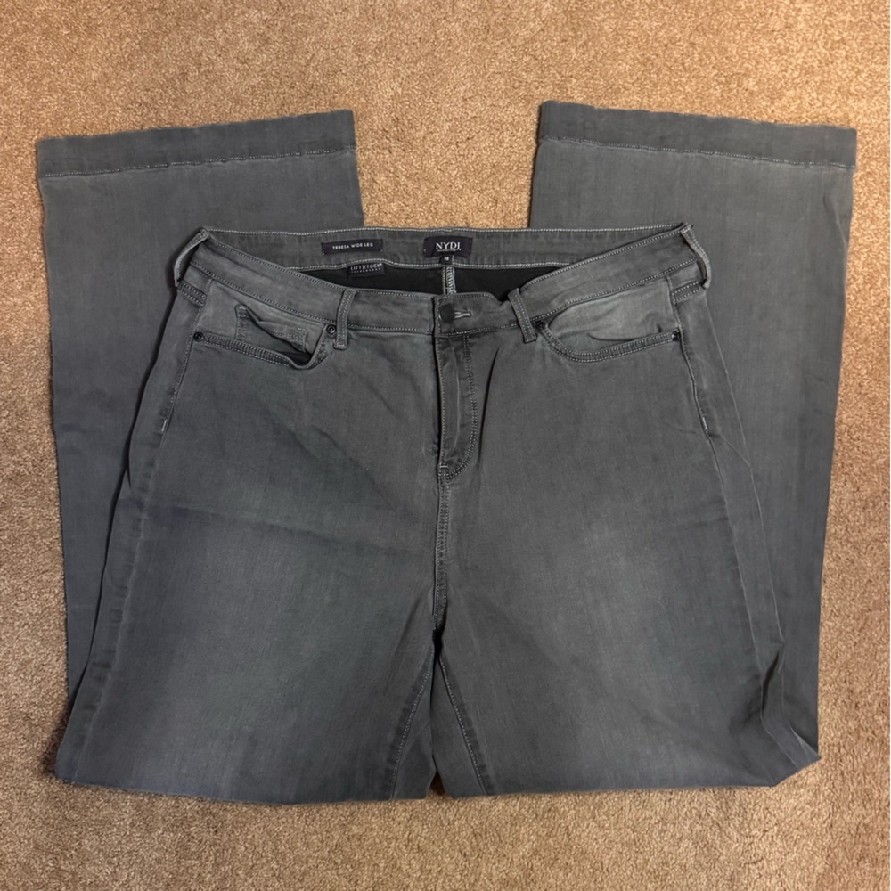 NYDJ Charcoal Wide Leg Jeans - Picture 2 of 5
